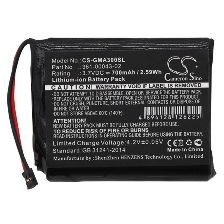 Cameron sino li-ion akkumulátor, 3.7v, 700mAh, kompatibilis garmin 361-00043-02 -vel