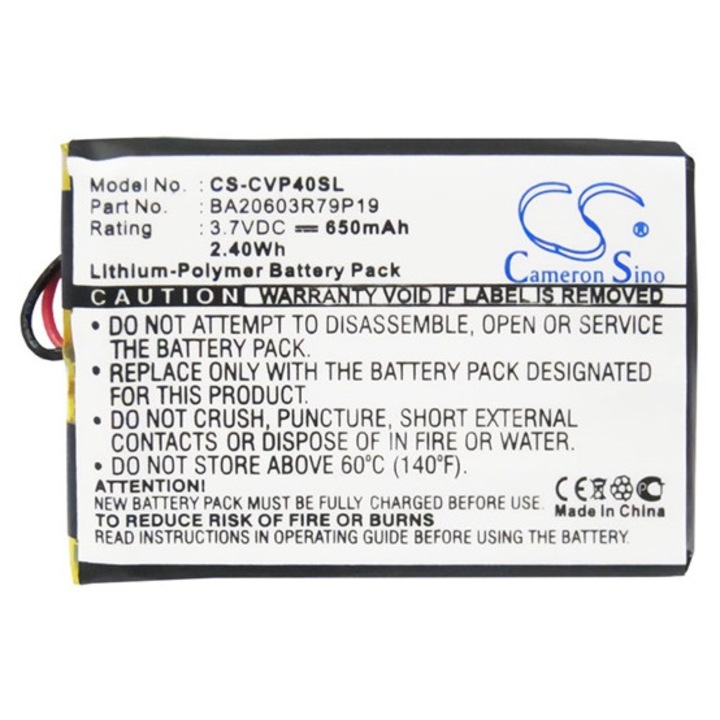 Cameron sino li-polymer akkumulátor, 3.7v, 650mAh, kompatibilis creative ba20603r79919 -vel