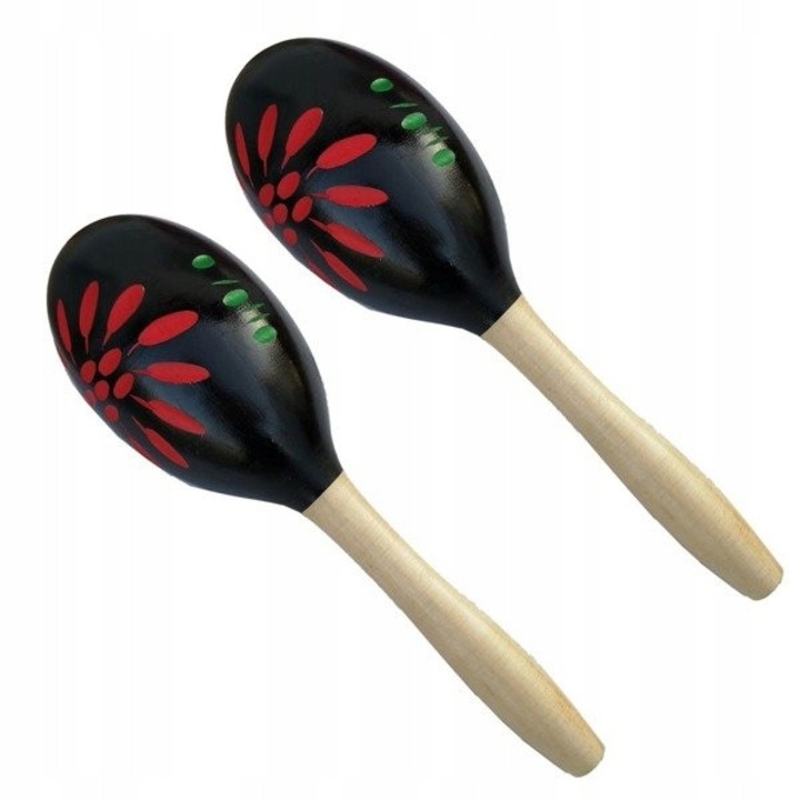 Maracase din lemn, Kera M2, negru, set, 130x40mm