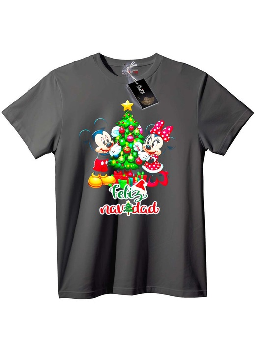 Mickey & Minnie karácsonyi póló, szürke, 6XL