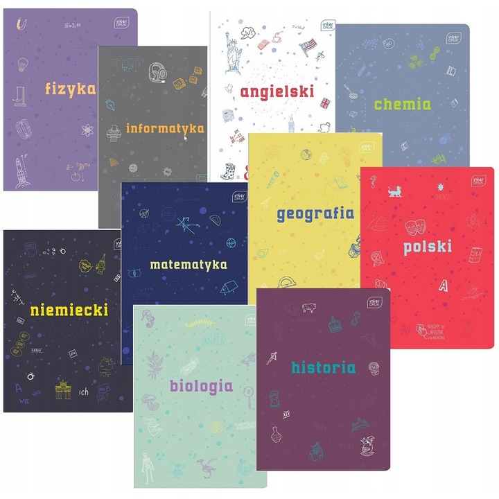 Interdruk iskolai kellék készlet, 22 darab, tematikus füzetek 60 oldal, A5, többszínű