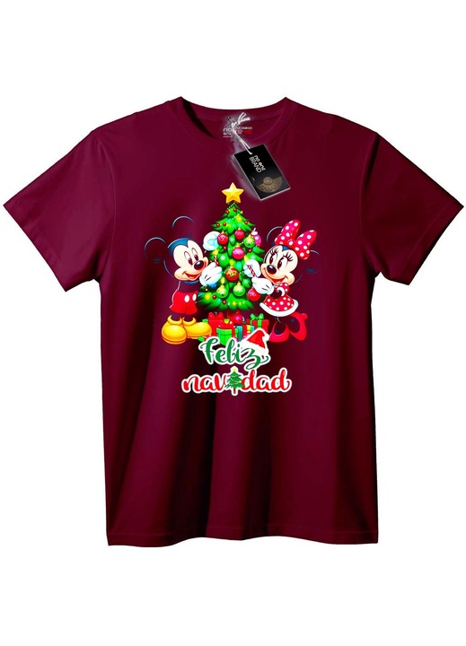 Mickey & Minnie karácsonyi póló, bordó, 6XL