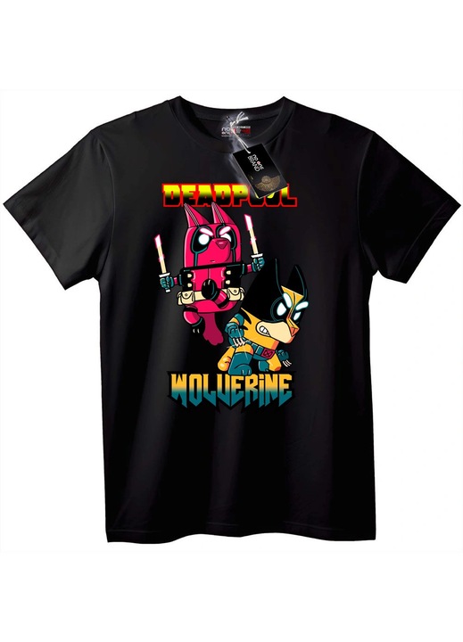 Deadpool & Wolverine Chibi póló, fekete, 5XL