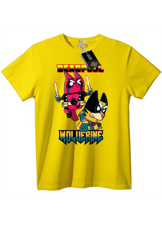 Deadpool & Wolverine Chibi póló, sárga, S