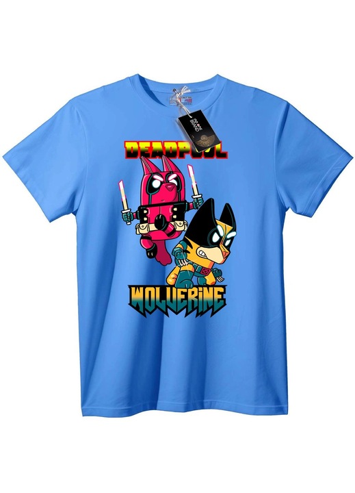 Deadpool & Wolverine Chibi póló, Világoskék, 5XL