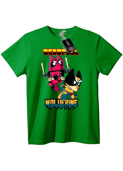 Deadpool & Wolverine Chibi póló, zöld, 2XL