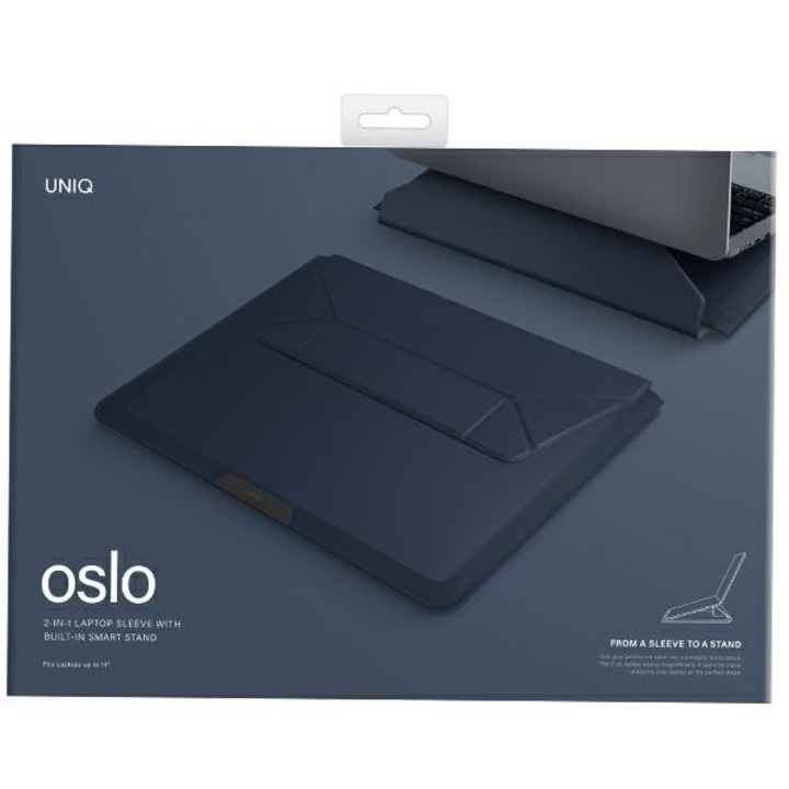 UNIQ Oslo 14" laptop tok, sötétkék, vegán, vízálló