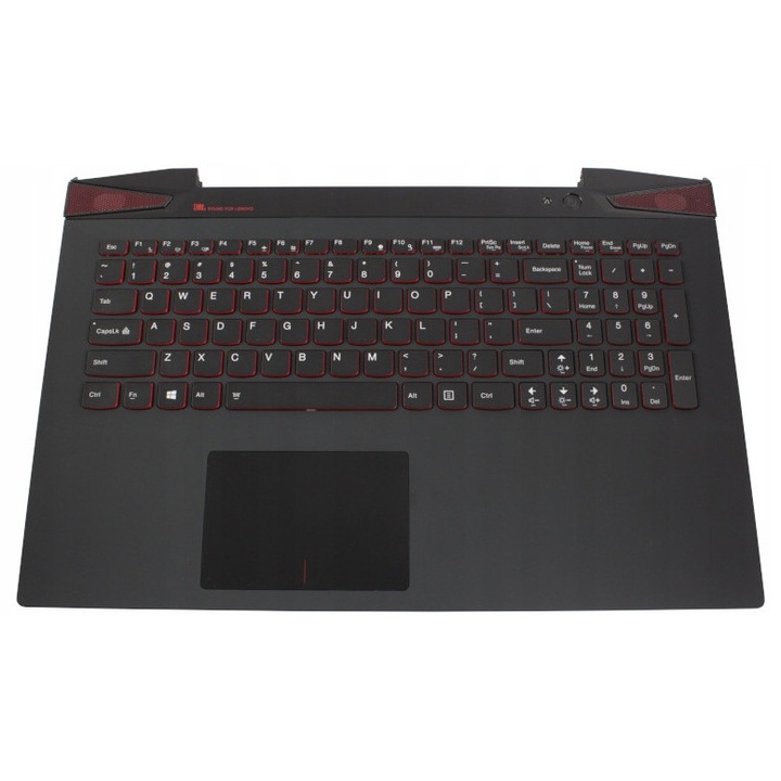 Palmrest + LED billentyűzet ház Lenovo Y50-70-hez, QWERTY, fehér megvilágítás, fekete