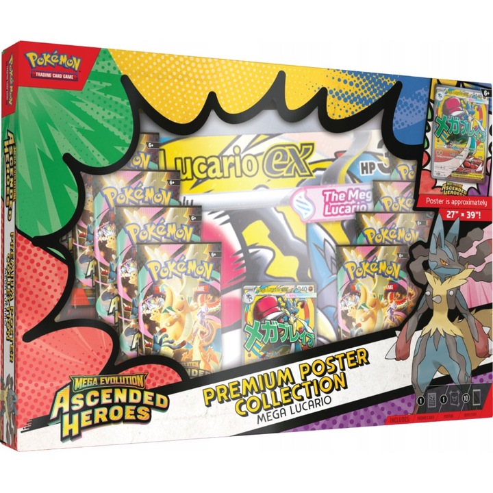 Poszter prémium Pokemon TCG: Mega Evolution Ascended Heroes, Mega Lucario, Társasjátékok