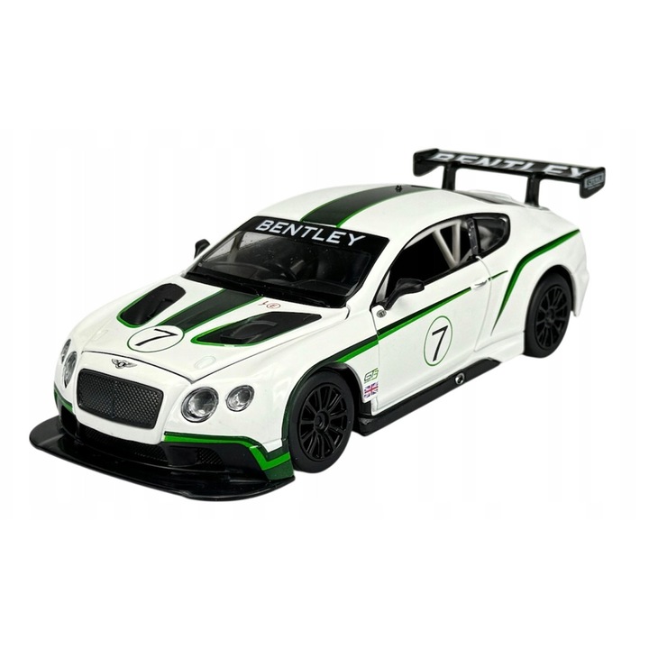 MSZ Bentley Continental GT3 autómodell, fém, 1:24, fehér