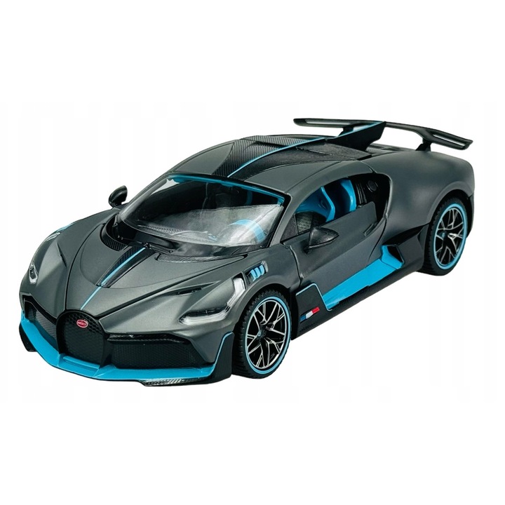 Masinuta metalica Bugatti Divo, 1:24, gri, 18,5x9cm