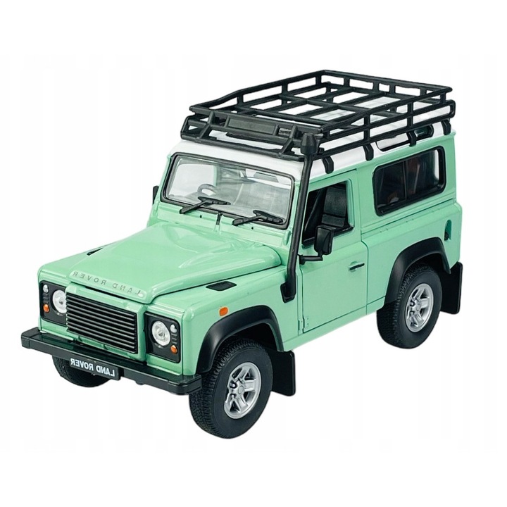 Modellautó Land Rover Defender 1:24, Welly, precíz részletek, fém, zöld