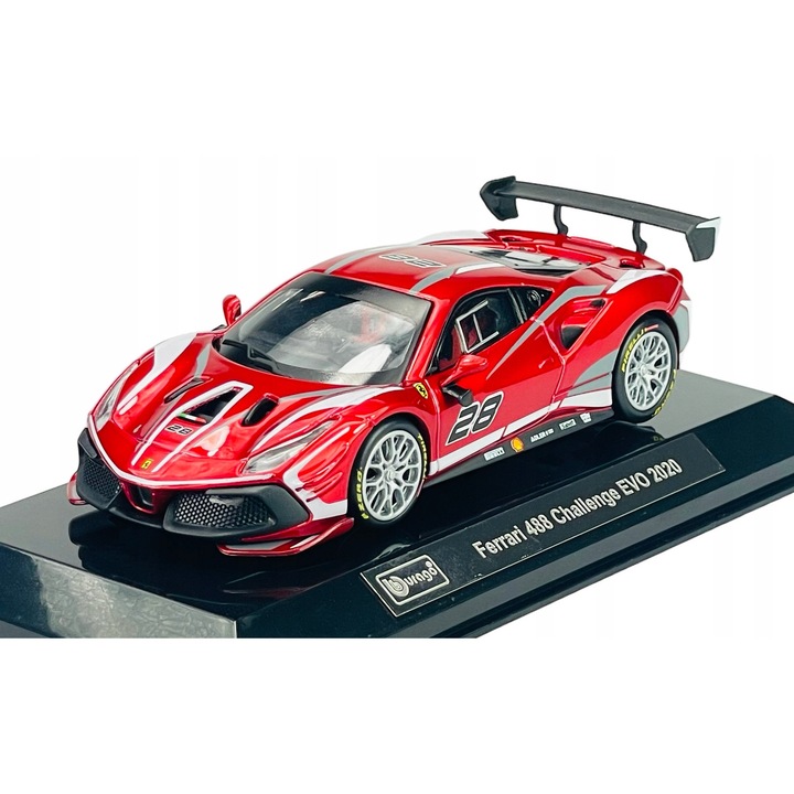 Masinuta metalica Ferrari 488 Challenge EVO, Bburago, 1:43, piros, 11x4cm