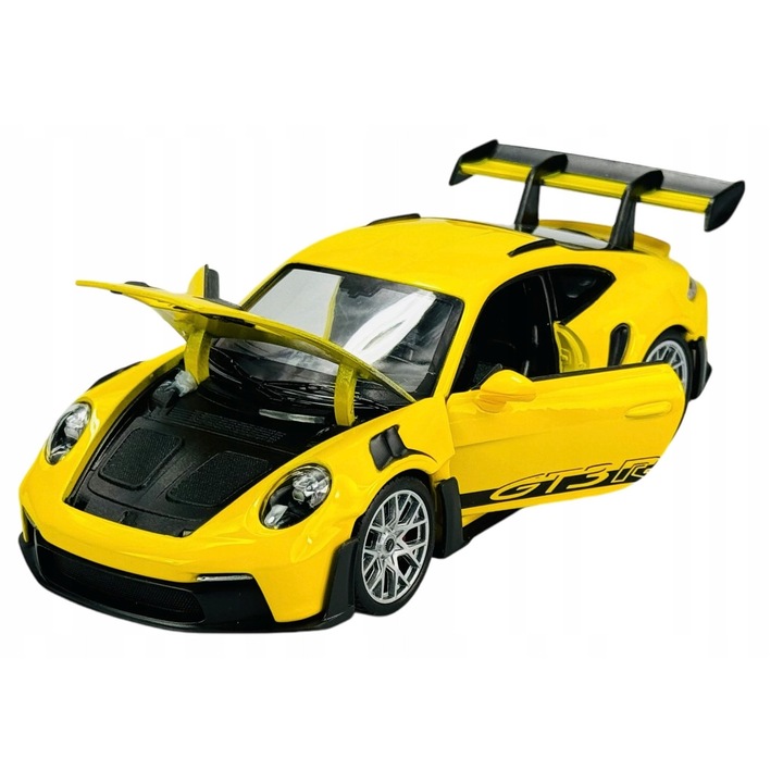 Welly Porsche 911 992 GT3 RS modellautó, sárga, 16x8cm, 1:24