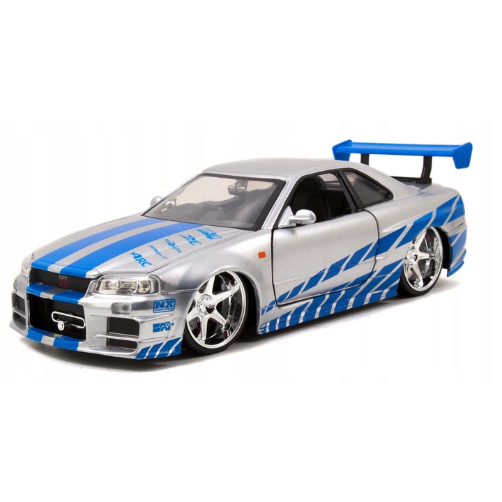 Автомобилче Jada Toys Brian's Nissan Skyline GT-R BNR34, 1:24, сребрист