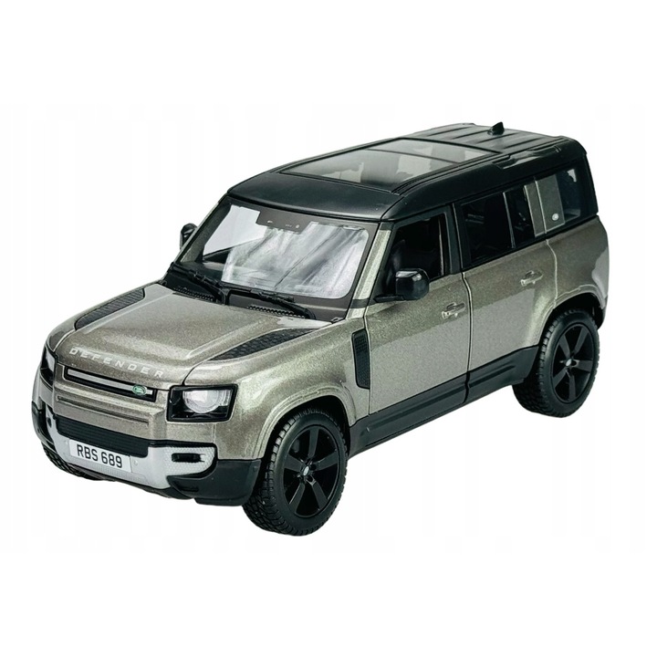 Gyűjthető kisautó Bburago LAND ROVER DEFENDER 110, 1:24, precíz részletek, ezüst, 20cm