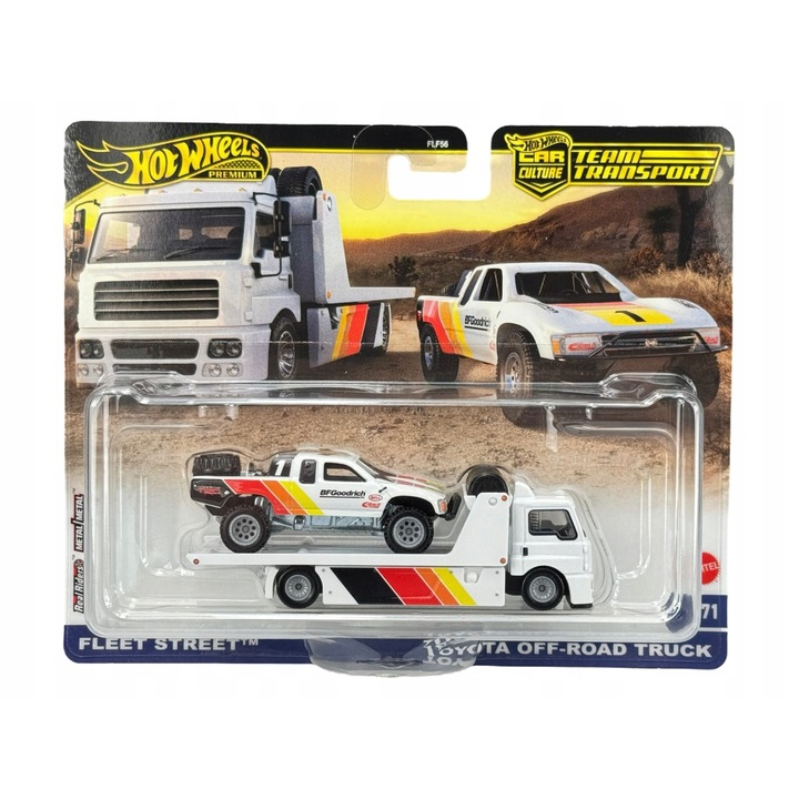 Set masinute Hot Wheels Premium, Toyota Off-Road Truck + Fleet Street Team Transport #71, 1:64, multicolor