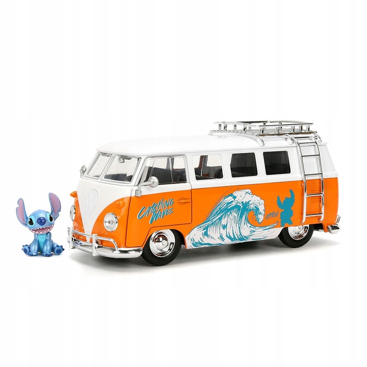 Masinuta Jada Toys VW Volkswagen Bus cu figurina Stitch 1:24, set