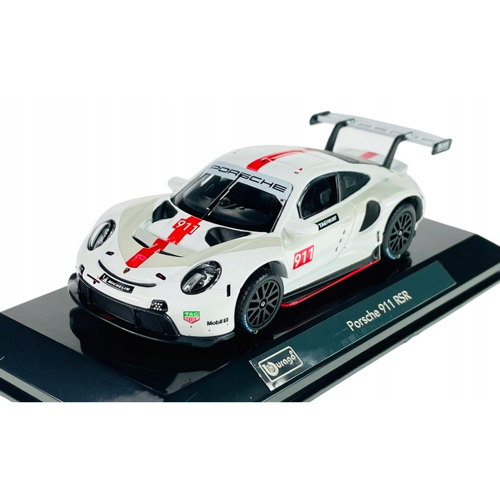 Masinuta metalica Porsche 911 RSR 1:43, set cu gablota, 10cm