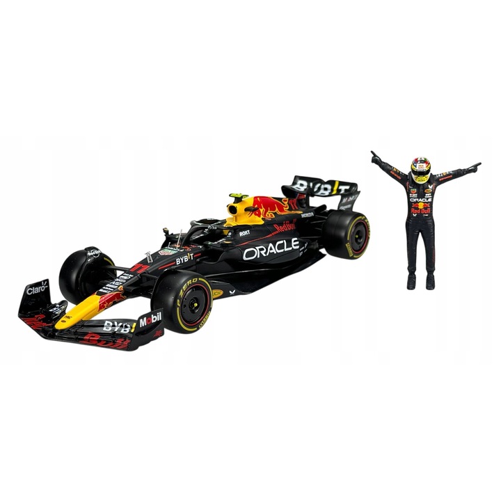 Bburago Formula 1 Red Bull RB19 #11 Sergio Perez autómodell, figurával, 23x8x5cm
