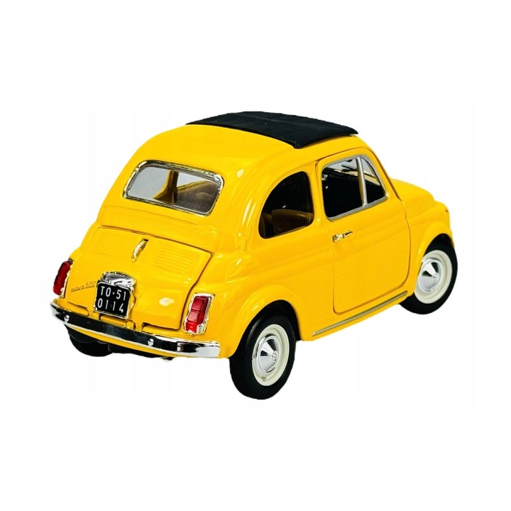 Bburago fém kisautó 1965 FIAT 500F, 1:24, sárga, 13cm