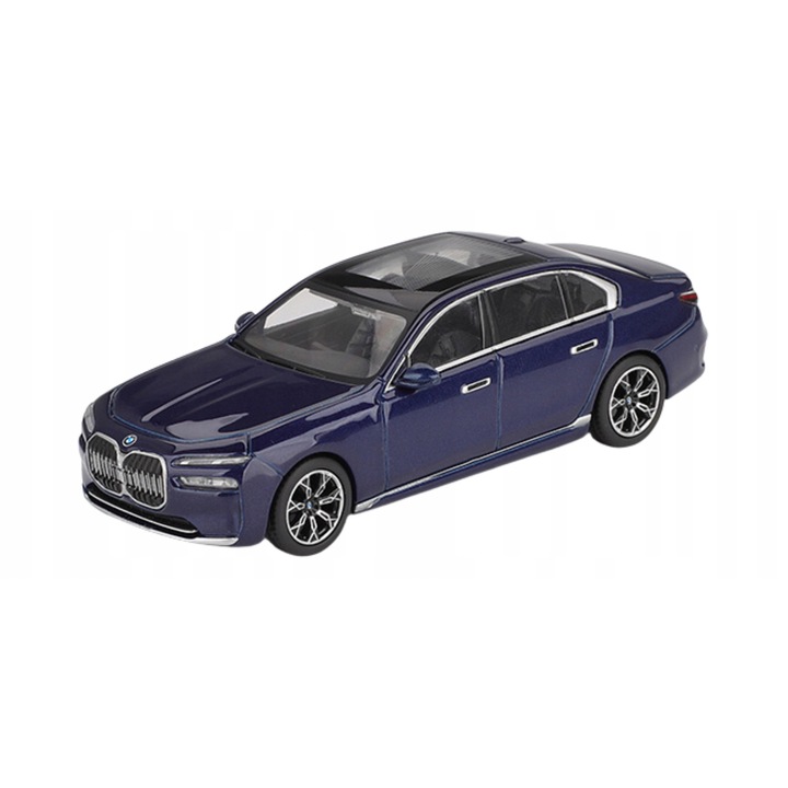 Automodell, MINI GT, BMW i7 xDRIVE60, limitált kiadás, tanzanitkék metál, 7,5cm