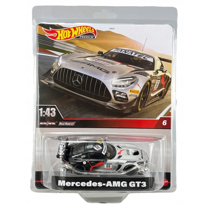 Masinuta metalica Hot Wheels Mercedes-AMG GT3 #6, editie speciala, 11x5cm