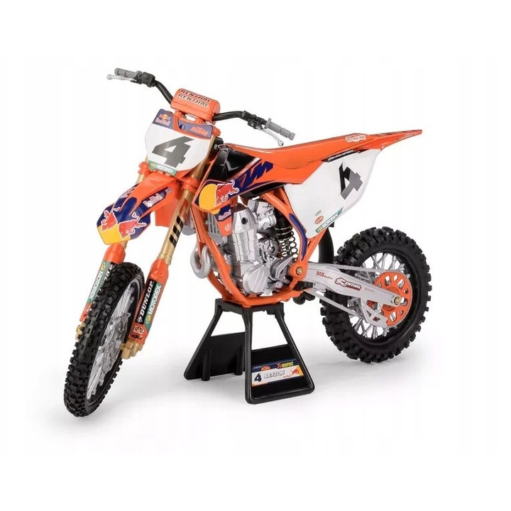 Játékmotor, New Ray, KTM 450SX-F #4 Chase Sexton, narancssárga, 36x14,5x22cm, matricaszettel