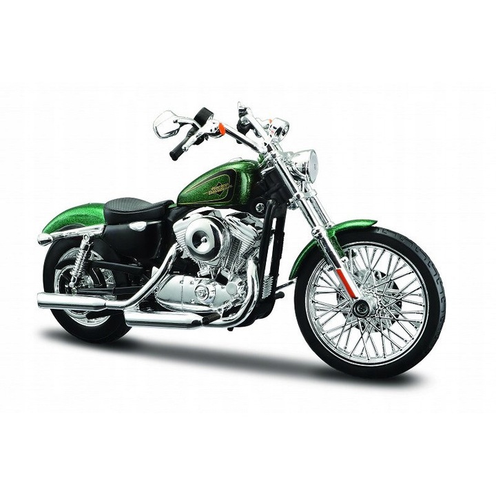 Harley Davidson XL 1200V Seventy-Two modellautó, 1:12, zöld, 18cm