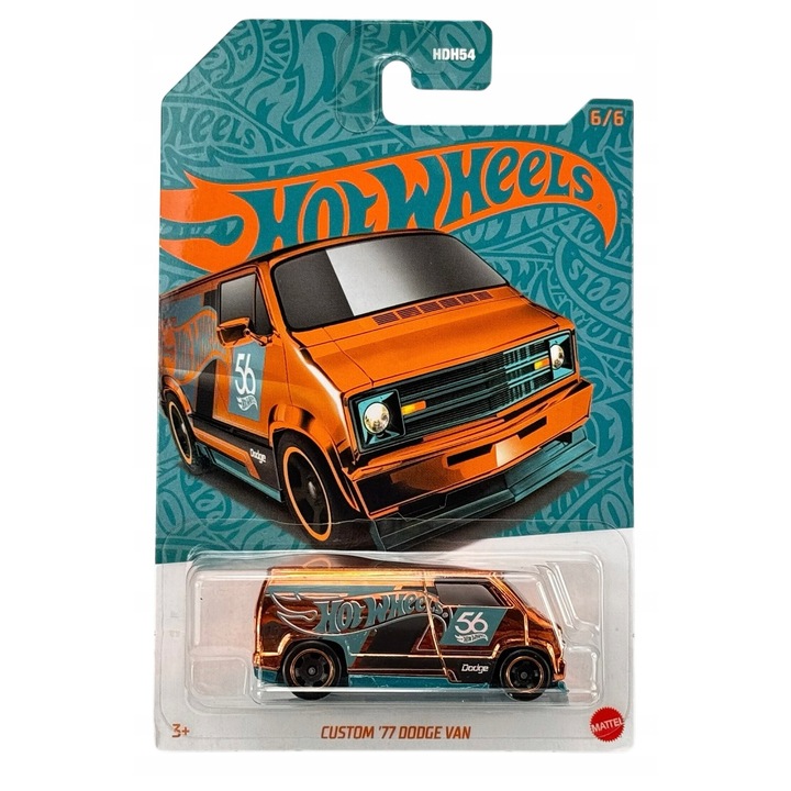 Masinuta, Hot Wheels, Dodge Van HVX09, 1:60, perla si crom