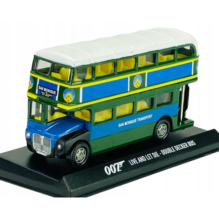 Autobuz cu etaj, Motormax, colectia James Bond, verde, 12x4cm