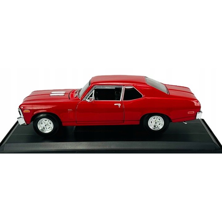 Maisto 1970 Chevrolet Nova SS modellautó, fém, piros, 1:18