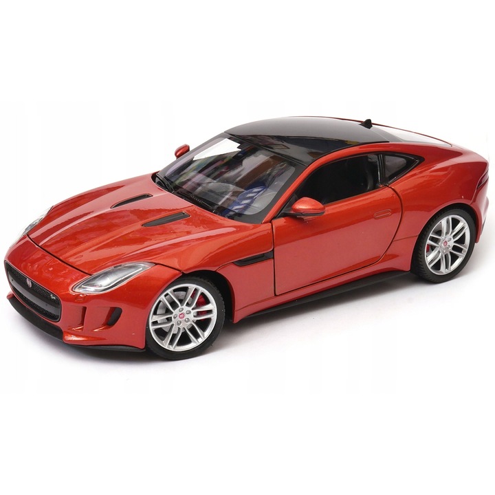 Automacheta Jaguar F-Type Coupe 1:34, Welly, precíz részletek, nyitható ajtók, narancssárga