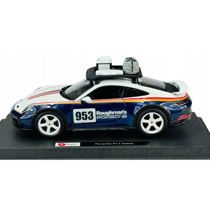 Fém autómodell Porsche 911 Dakar Roughroads 1:24, kék, Bburago