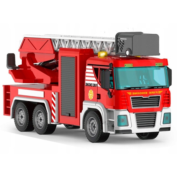 Masinuta pompier cu lift, Dromader, 71 elemente, sunete, 30cm