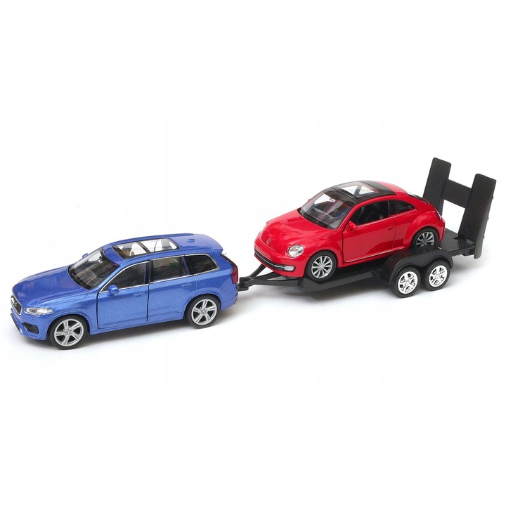 VOLVO XC90 + VW THE BEETLE autómodell szett, 1:34, többszínű, Welly
