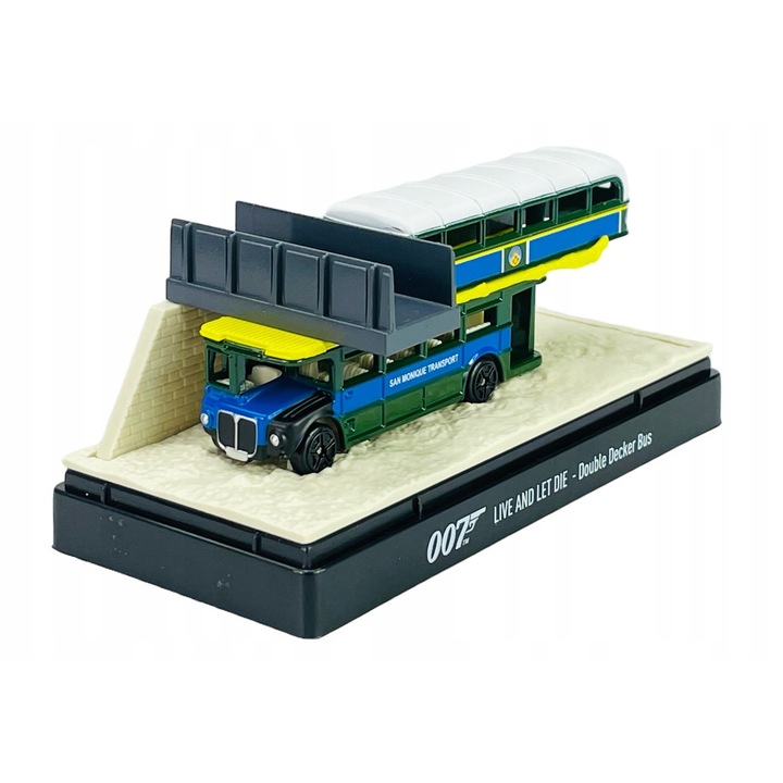 Autobuz cu etaj Motormax, colectia James Bond, 1:64, verde, 12x4cm