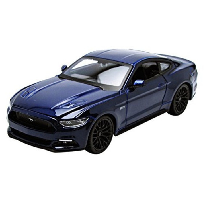 Fém modell Ford Mustang GT 5.0 2015, 1:24, nyitható ajtók, kék, 18x7.5x6cm