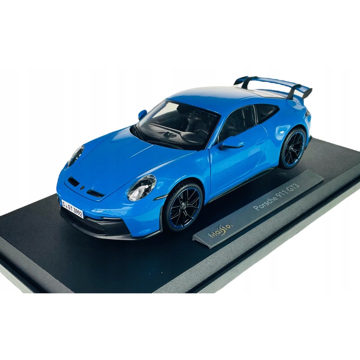 Autómodell, Maisto, Porsche 911 992 GT3, fém, kék, 1:18