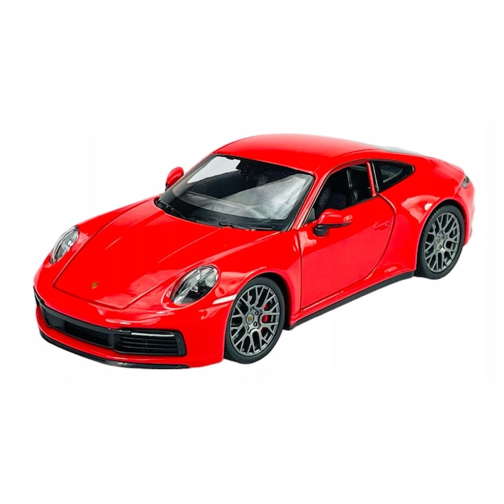 Welly Porsche 911 (992) Carrera 4S modellautó, fém, piros, 1:24, teljesen összeszerelve