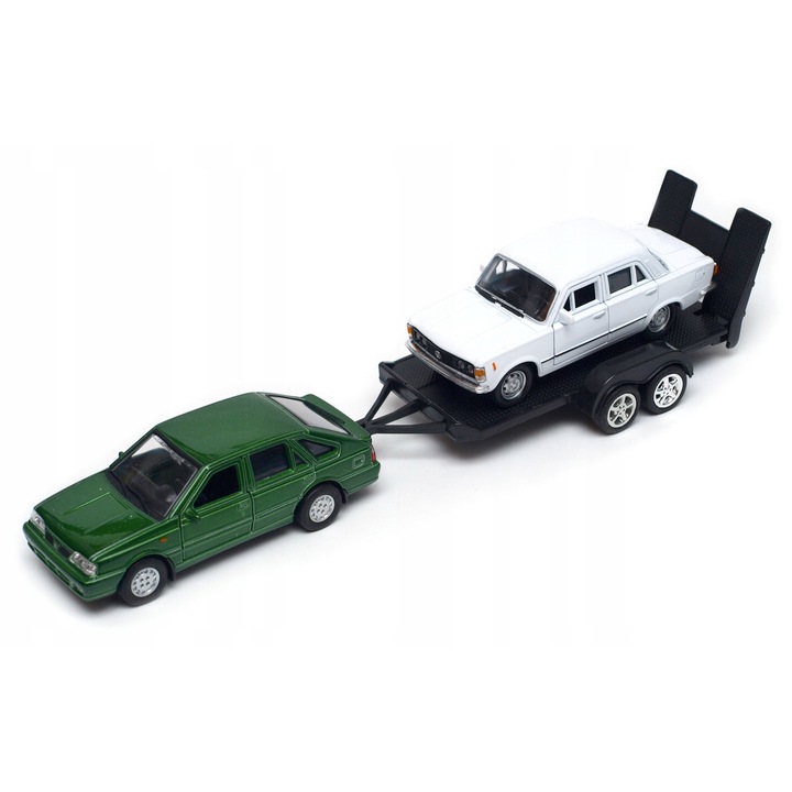 Welly Polonez + Fiat 125p kisautó, szett, többszínű, 1:43