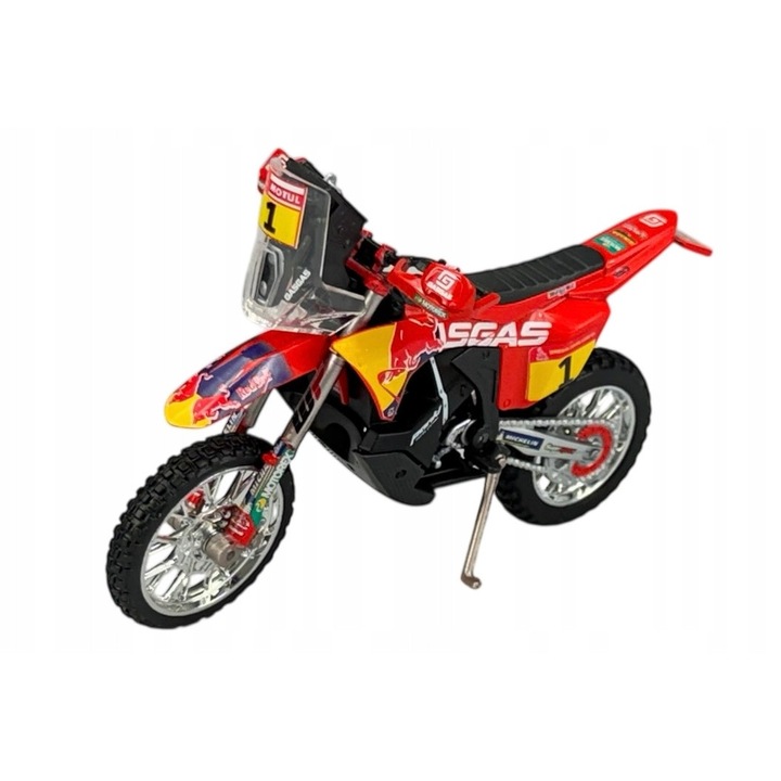 Bburago GASGAS RX450F Dakar 2023 motorkerékpár, piros, 12x8cm, 1:18