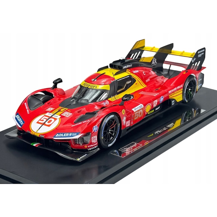 Bburago Ferrari 499P #50 24h Le Mans 2024 kisautó, piros, 1:18