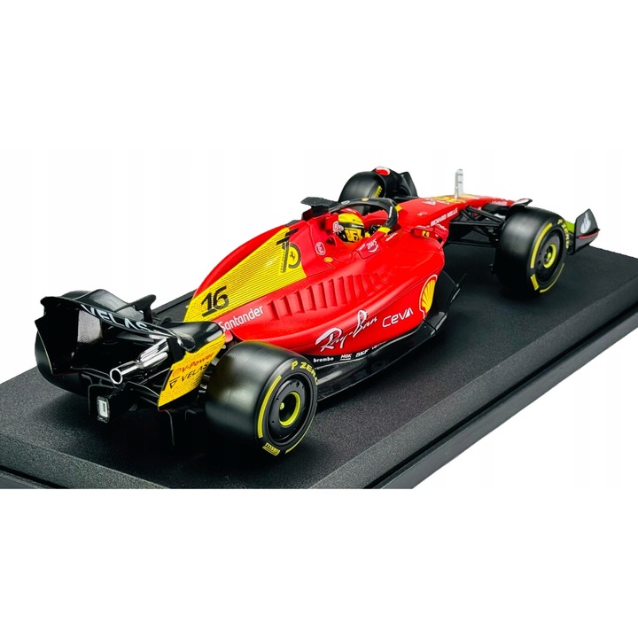 Automakett autó, Ferrari F1-75 #16 Leclerc, 1:18, piros BBurago