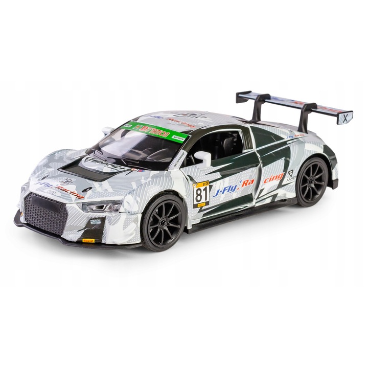 Fém autómodell, RMZ, AUDI R8 LMS GT3 AAPE, 1:32, szürke, 14x6x4cm