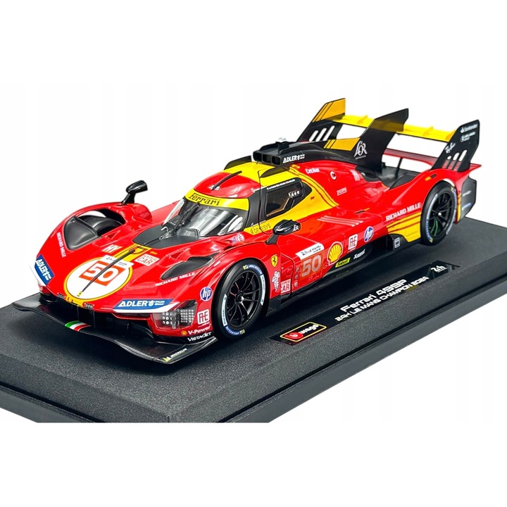 Bburago Ferrari 499P #50 fém kisautó, 1:18, piros, 27x11,5x6,5cm