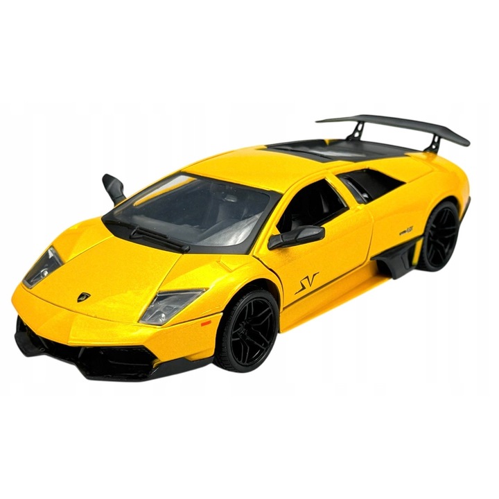 Fém kisautó, Lamborghini Murcielago LP 670-4 SV, 1:24, sárga, 19x9x5,5cm