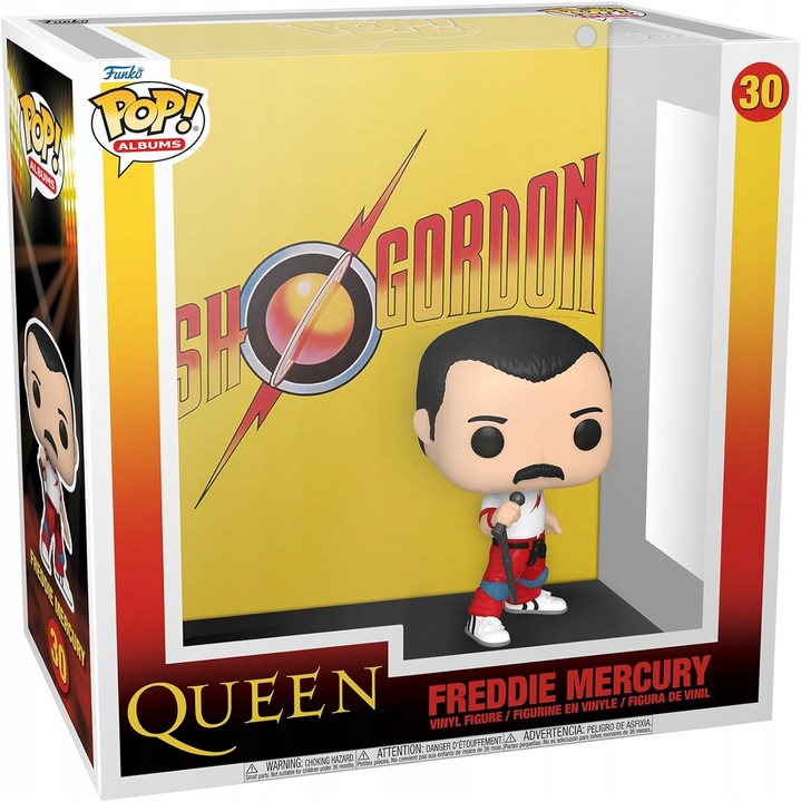 Figurina colectionar Funko Pop! Queen Freddie Mercury "Flash Gordon" 10cm, set cu replica coperta album