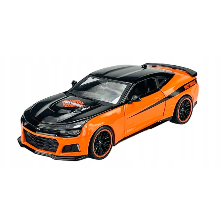 Fém modellautó 2017 Camaro ZL1, Harley Davidson, 19,5x8,4x5,8cm, narancs-fekete MAISTO