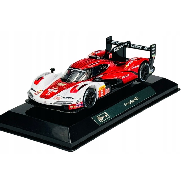 Bburago Porsche 963 fém kisautó 1:43, piros, 10cm